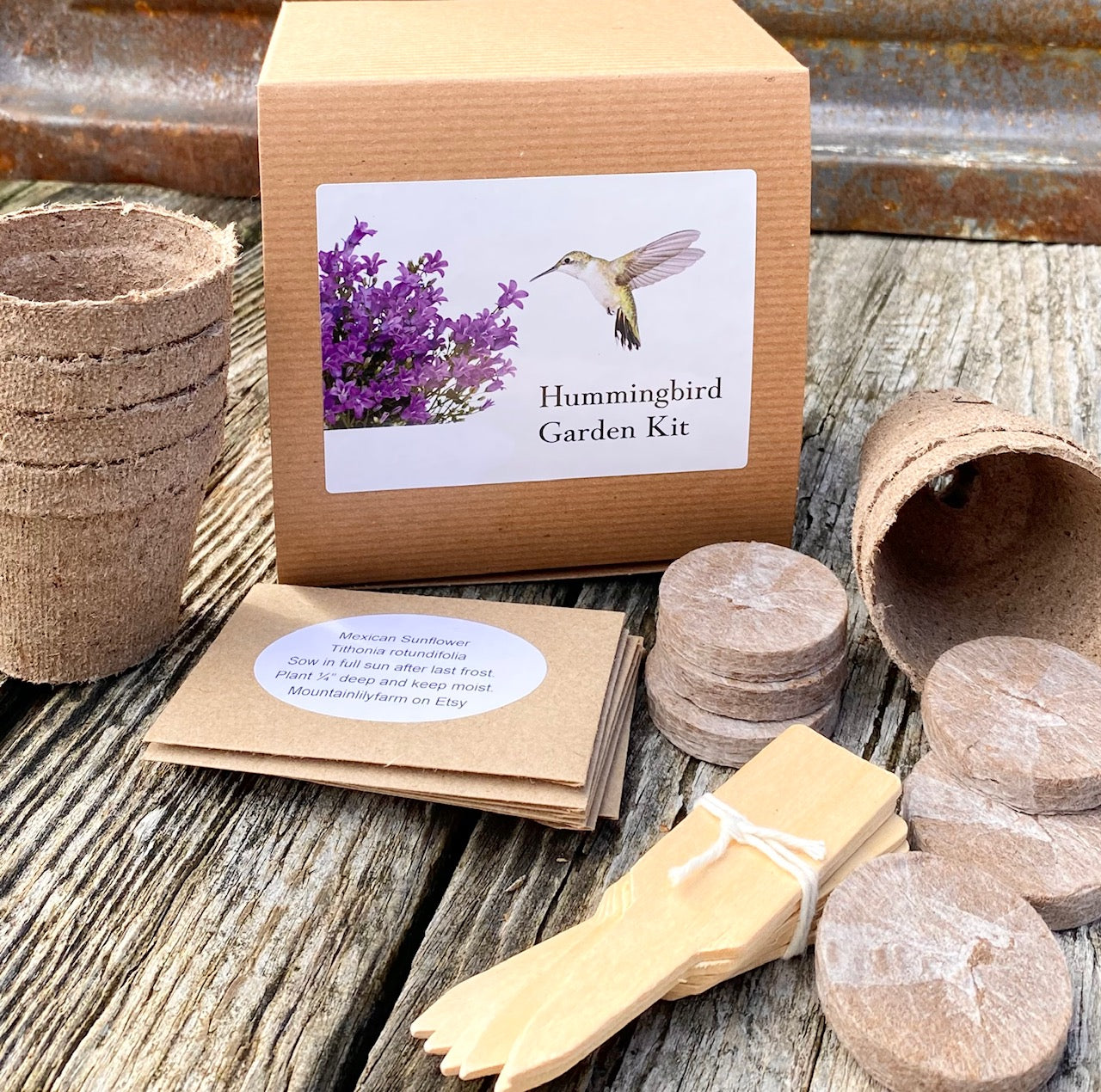 flower seed gifts Hummingbird Garden Kit, Flower Seeds and Garden Growing Supplies – Mountainlily Farm