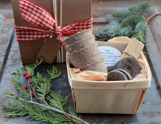 Herb Garden Kit, Indoor Herb Garden Collection, Seeds and Growing Supplies in Gift Basket
